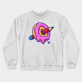 Donut And Pencil Cartoon Crewneck Sweatshirt